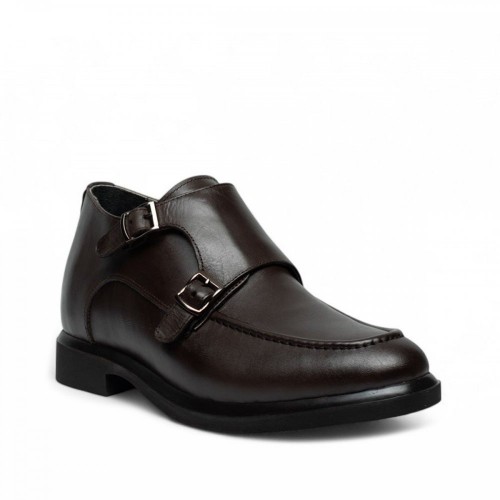 FEMKT Boy Uzatan Mat Deri Kahve Ayakkabı +8 Cm