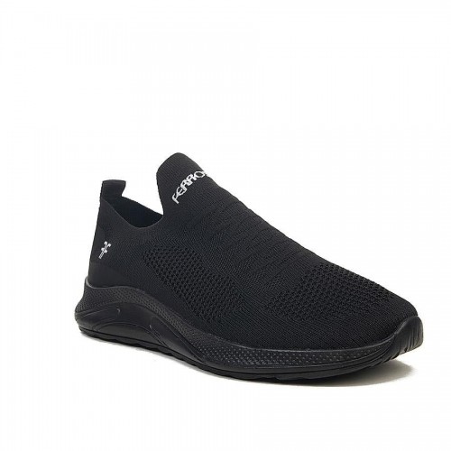 Ferrossa 041 Erkek Triko Siyah Spor Ayakkabı +6 Cm